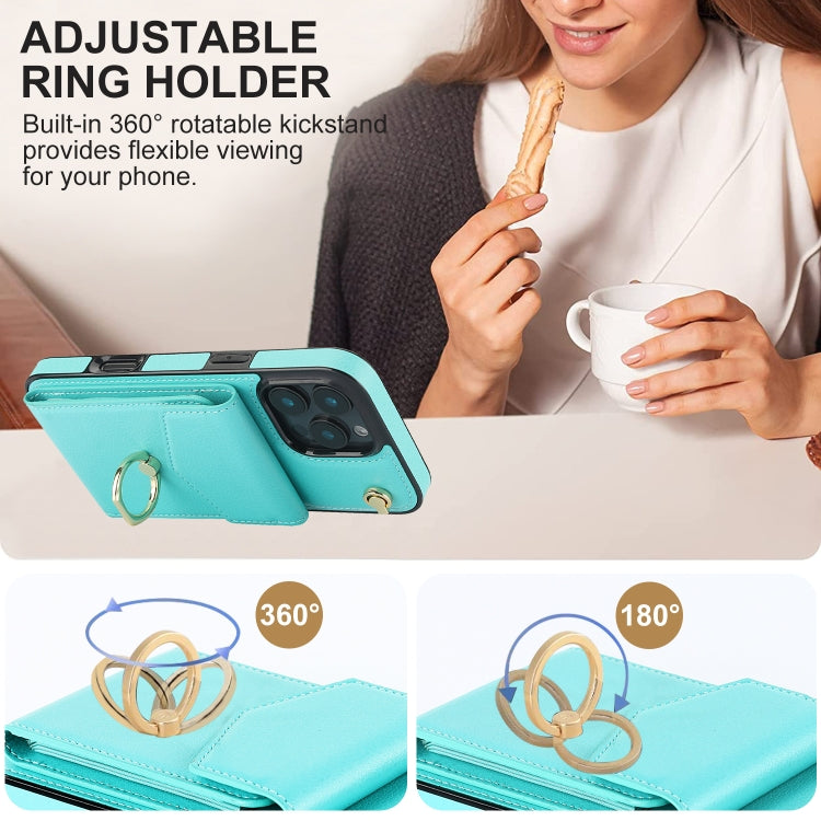 For iPhone 16 Pro Ring Holder RFID Card Slot Phone Case