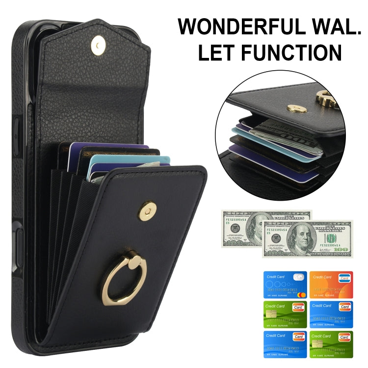 For iPhone 16 Plus Ring Holder RFID Card Slot Phone Case