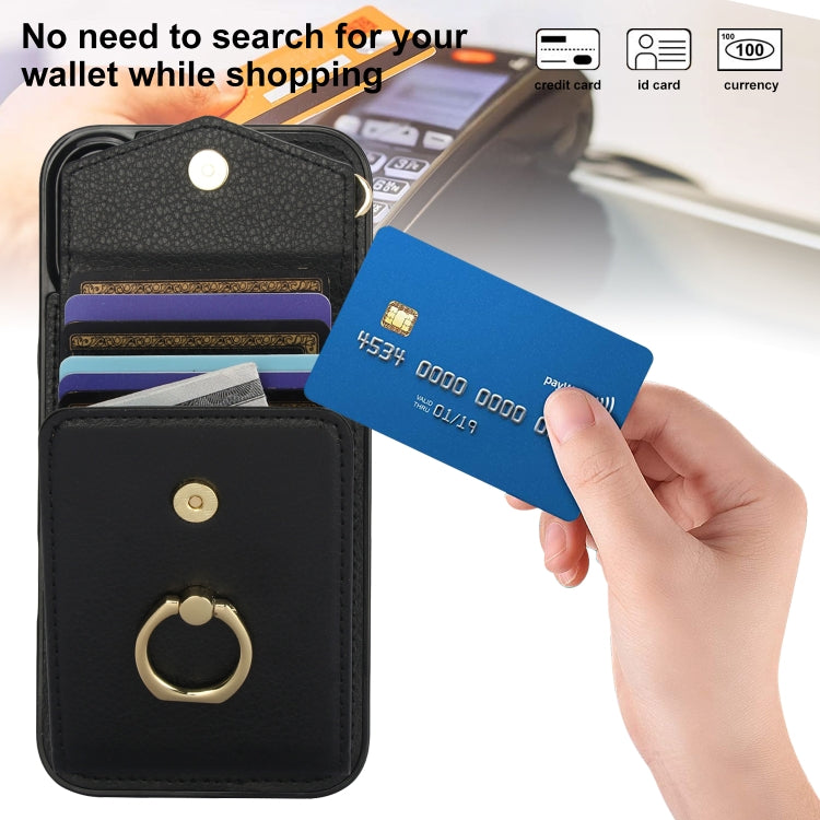 For iPhone 16 Plus Ring Holder RFID Card Slot Phone Case