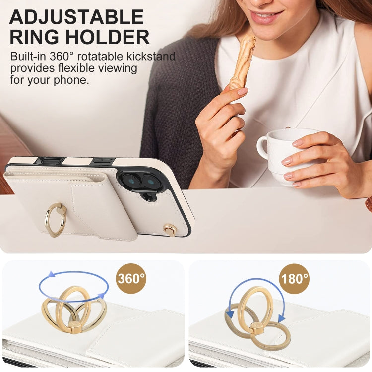For iPhone 16 Plus Ring Holder RFID Card Slot Phone Case