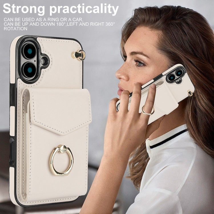 For iPhone 16 Plus Ring Holder RFID Card Slot Phone Case
