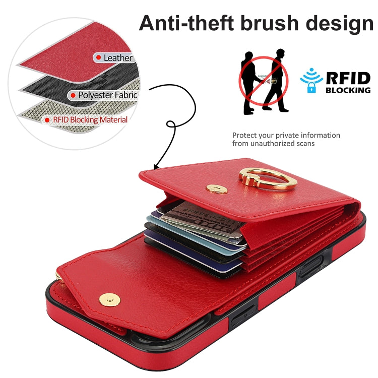 For iPhone 16 Plus Ring Holder RFID Card Slot Phone Case