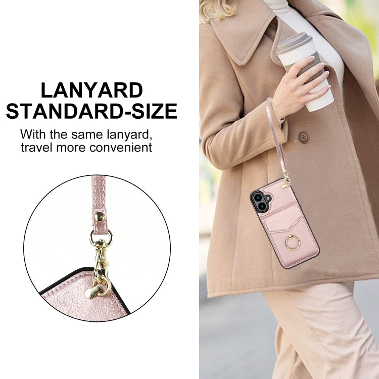 For iPhone 16 Plus Ring Holder RFID Card Slot Phone Case
