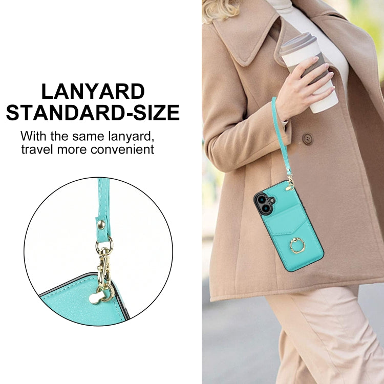 For iPhone 16 Plus Ring Holder RFID Card Slot Phone Case