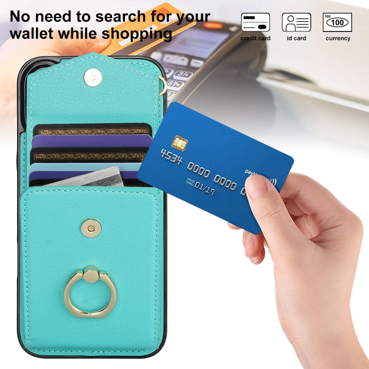 For iPhone 16 Plus Ring Holder RFID Card Slot Phone Case