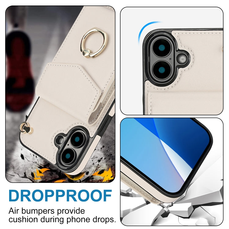 For iPhone 16 Ring Holder RFID Card Slot Phone Case