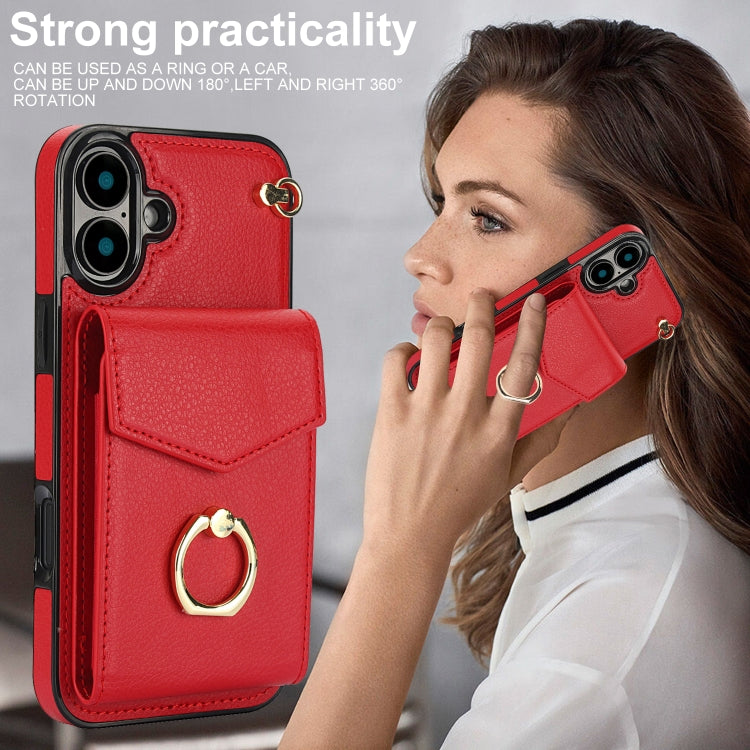 For iPhone 16 Ring Holder RFID Card Slot Phone Case
