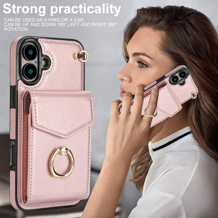 For iPhone 16 Ring Holder RFID Card Slot Phone Case