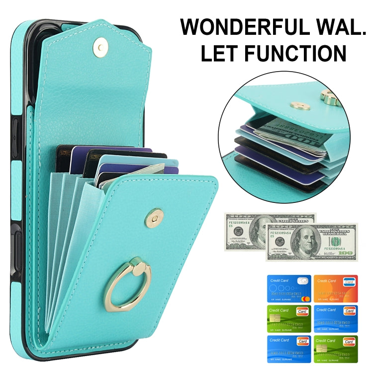 For iPhone 16 Ring Holder RFID Card Slot Phone Case