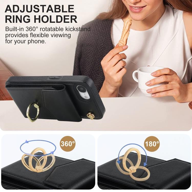 For iPhone 17e / 16e Ring Holder RFID Card Slot Phone Case