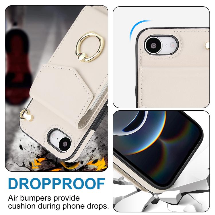 For iPhone 17e / 16e Ring Holder RFID Card Slot Phone Case