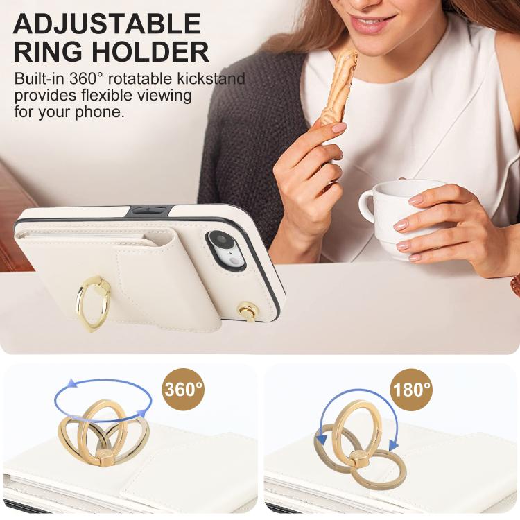 For iPhone 17e / 16e Ring Holder RFID Card Slot Phone Case