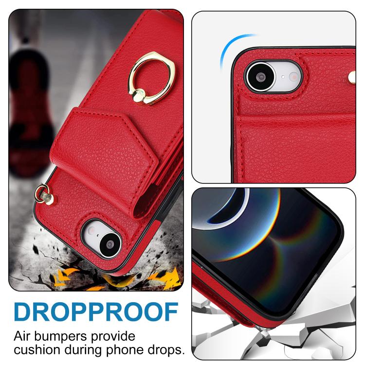 For iPhone 17e / 16e Ring Holder RFID Card Slot Phone Case