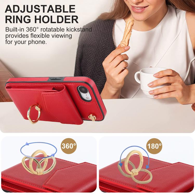 For iPhone 17e / 16e Ring Holder RFID Card Slot Phone Case