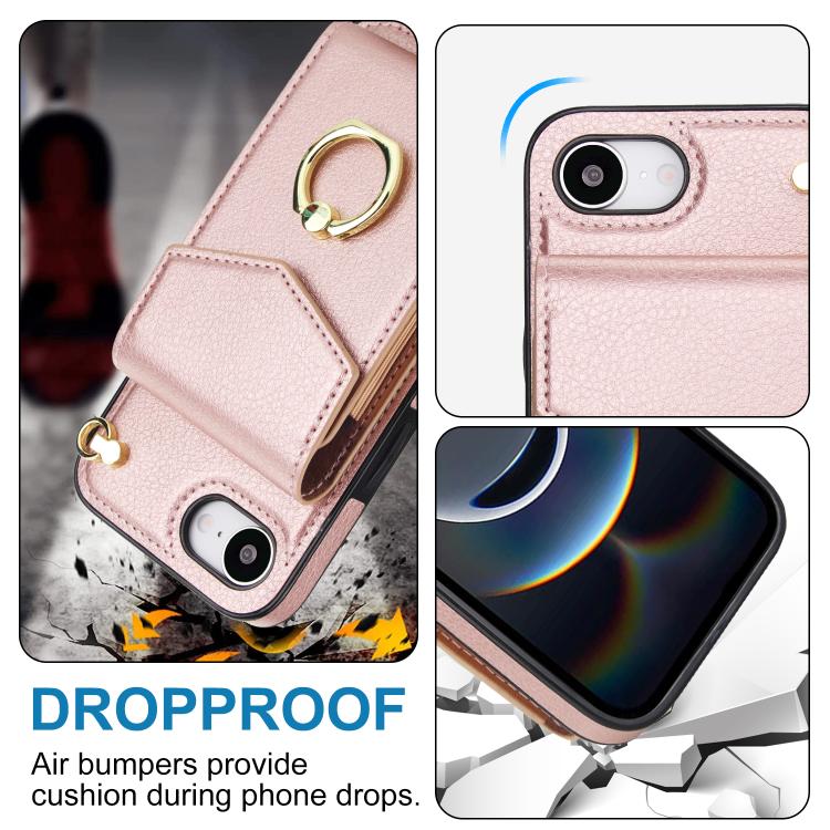 For iPhone 17e / 16e Ring Holder RFID Card Slot Phone Case