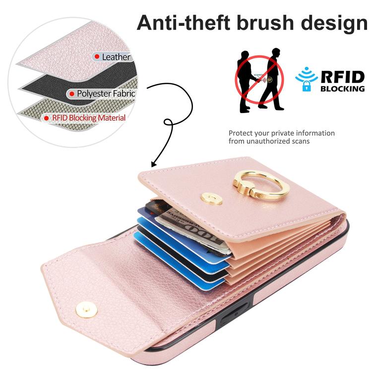 For iPhone 17e / 16e Ring Holder RFID Card Slot Phone Case