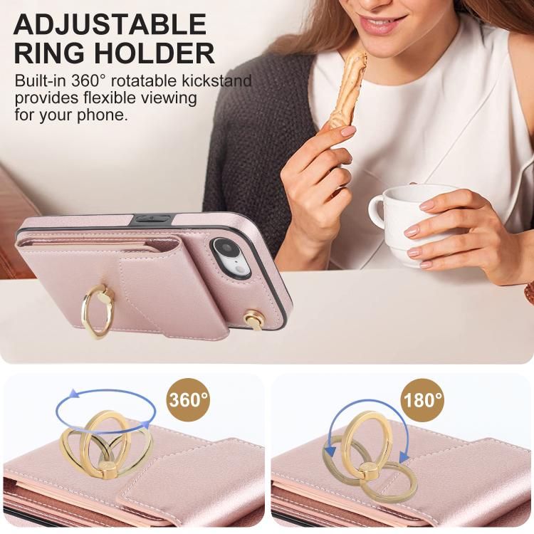 For iPhone 17e / 16e Ring Holder RFID Card Slot Phone Case