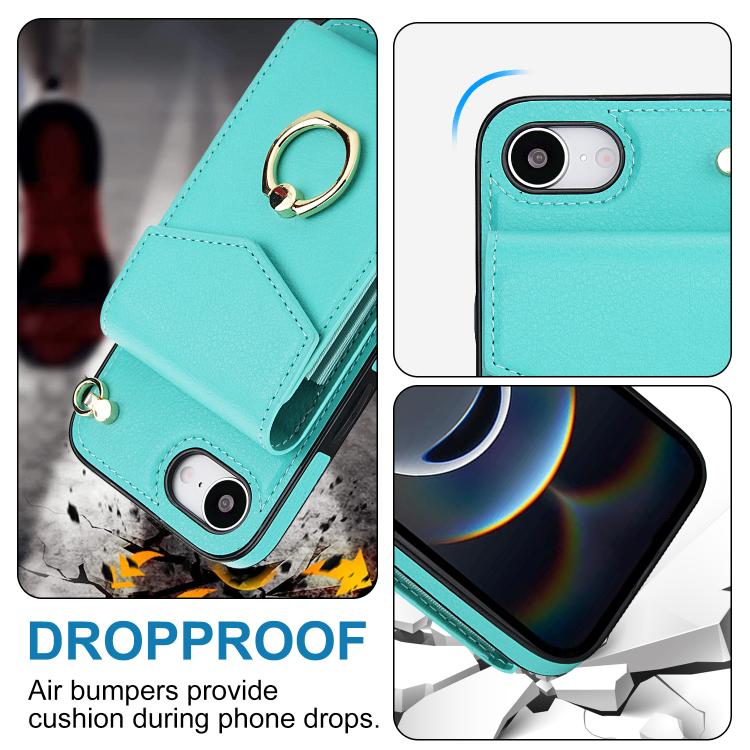 For iPhone 17e / 16e Ring Holder RFID Card Slot Phone Case