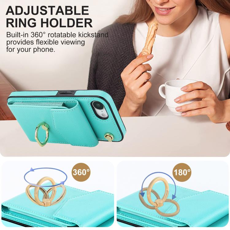 For iPhone 17e / 16e Ring Holder RFID Card Slot Phone Case