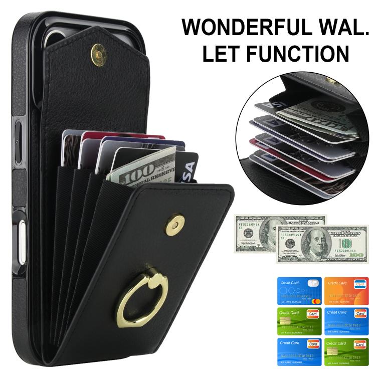 For iPhone 17 Pro Max Ring Holder RFID Card Slot Phone Case