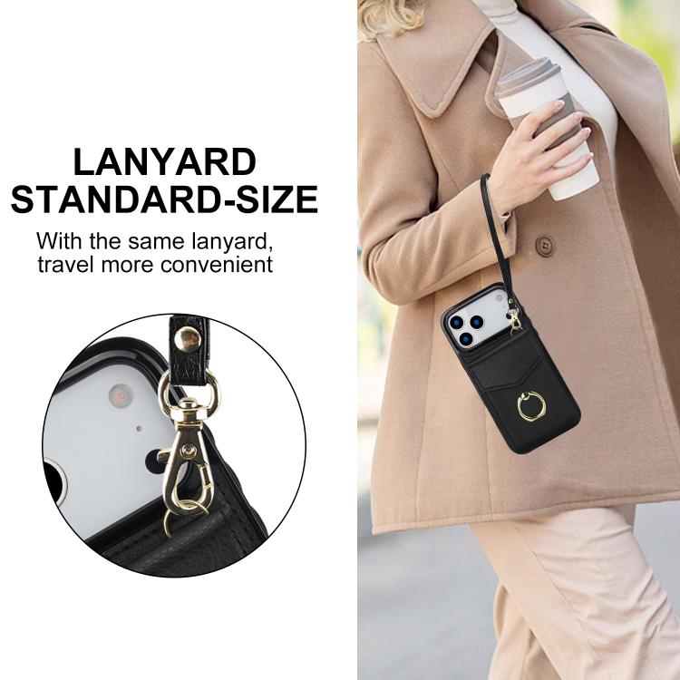 For iPhone 17 Pro Max Ring Holder RFID Card Slot Phone Case