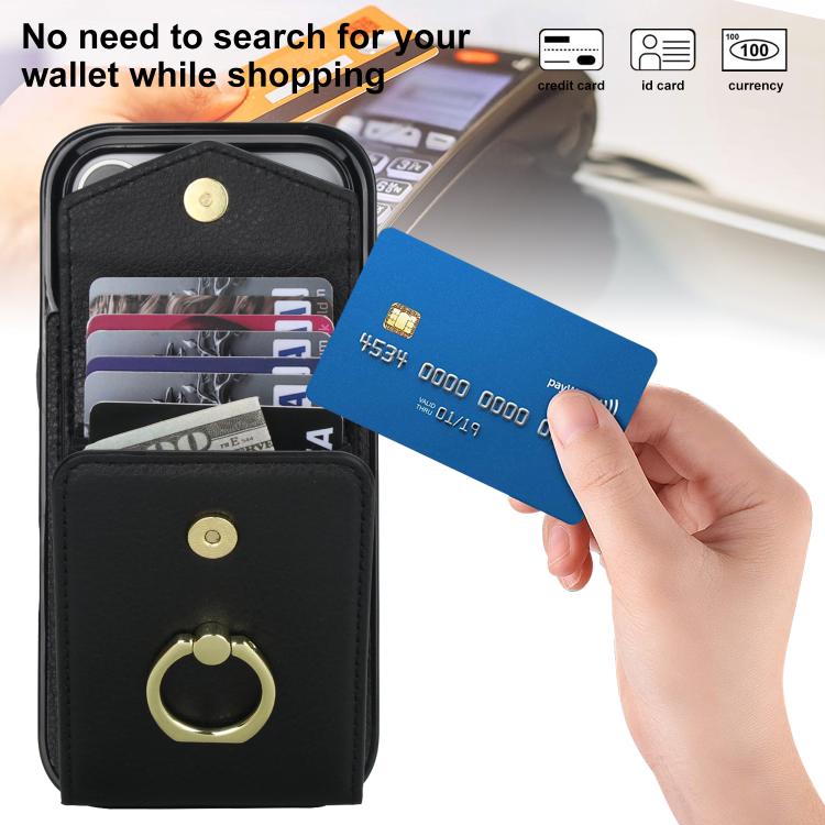 For iPhone 17 Pro Max Ring Holder RFID Card Slot Phone Case
