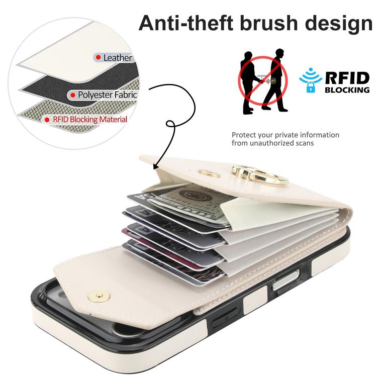 For iPhone 17 Pro Max Ring Holder RFID Card Slot Phone Case