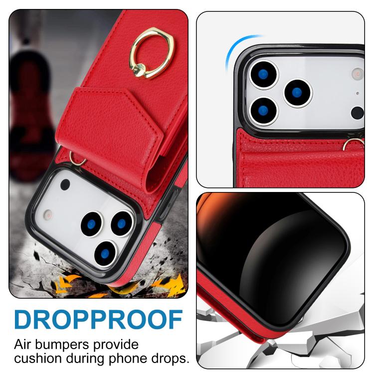 For iPhone 17 Pro Max Ring Holder RFID Card Slot Phone Case