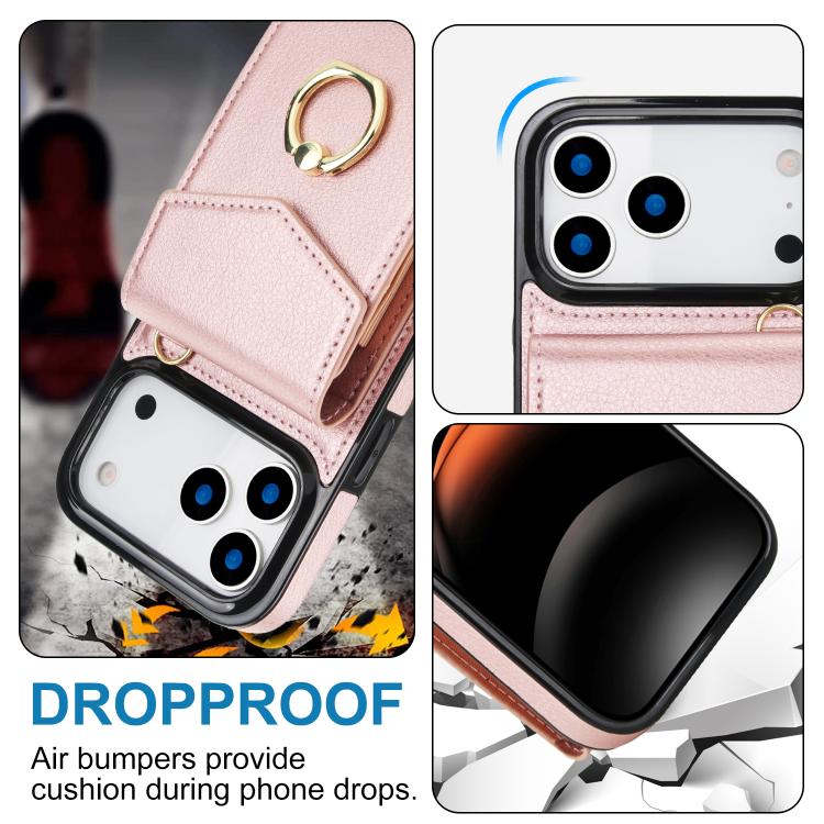 For iPhone 17 Pro Max Ring Holder RFID Card Slot Phone Case