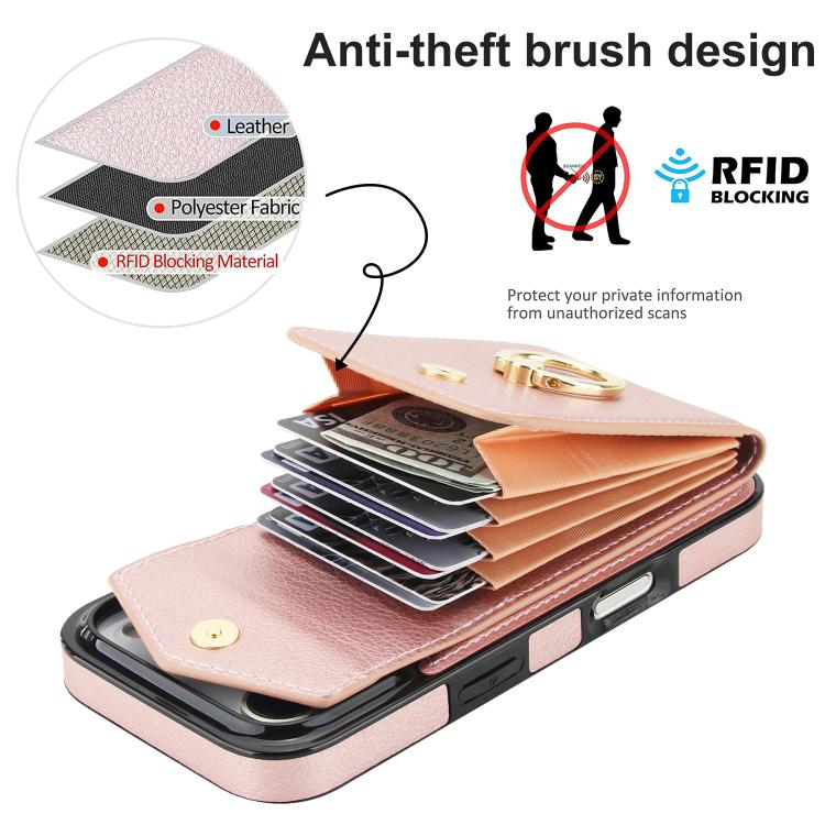 For iPhone 17 Pro Max Ring Holder RFID Card Slot Phone Case