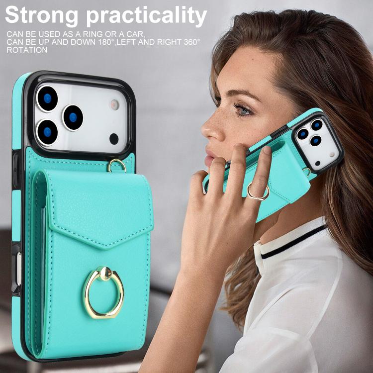 For iPhone 17 Pro Max Ring Holder RFID Card Slot Phone Case