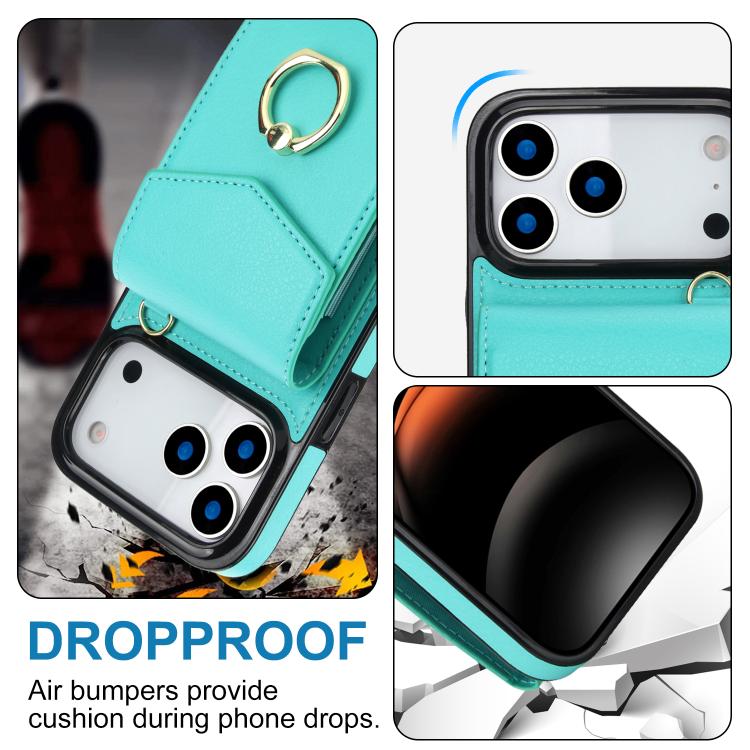 For iPhone 17 Pro Max Ring Holder RFID Card Slot Phone Case