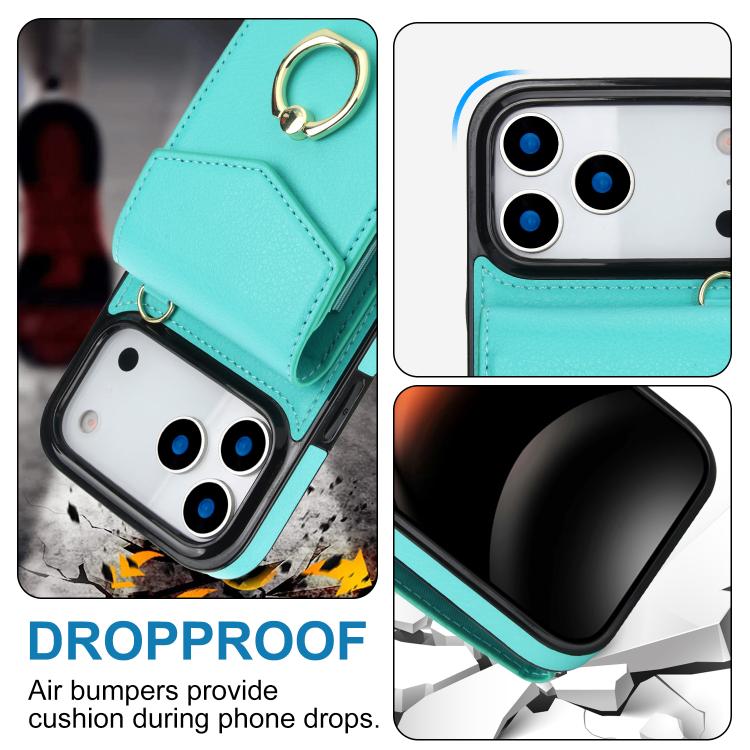 For iPhone 17 Pro Max Ring Holder RFID Card Slot Phone Case