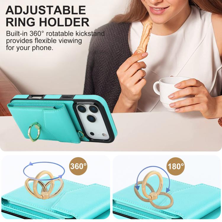 For iPhone 17 Pro Max Ring Holder RFID Card Slot Phone Case