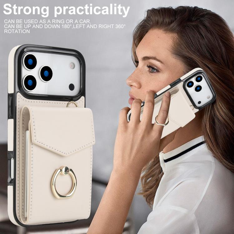 For iPhone 17 Pro Ring Holder RFID Card Slot Phone Case