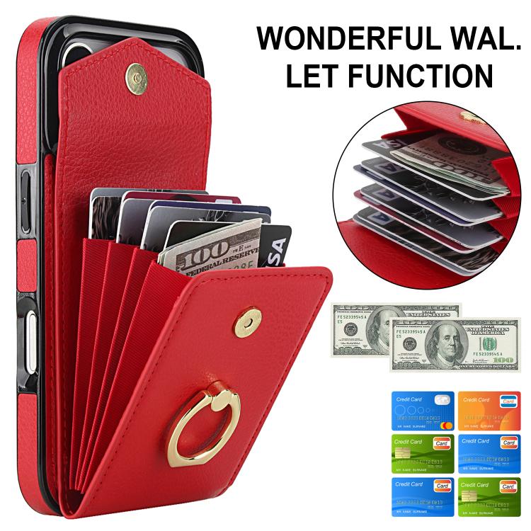For iPhone 17 Pro Ring Holder RFID Card Slot Phone Case