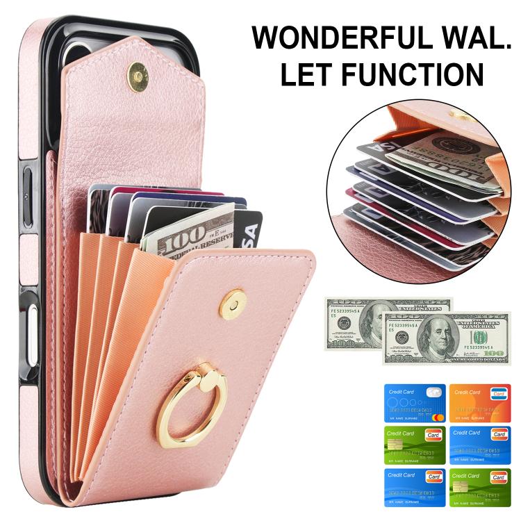 For iPhone 17 Pro Ring Holder RFID Card Slot Phone Case