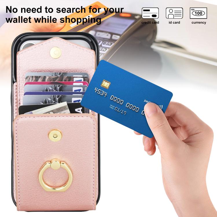 For iPhone 17 Pro Ring Holder RFID Card Slot Phone Case