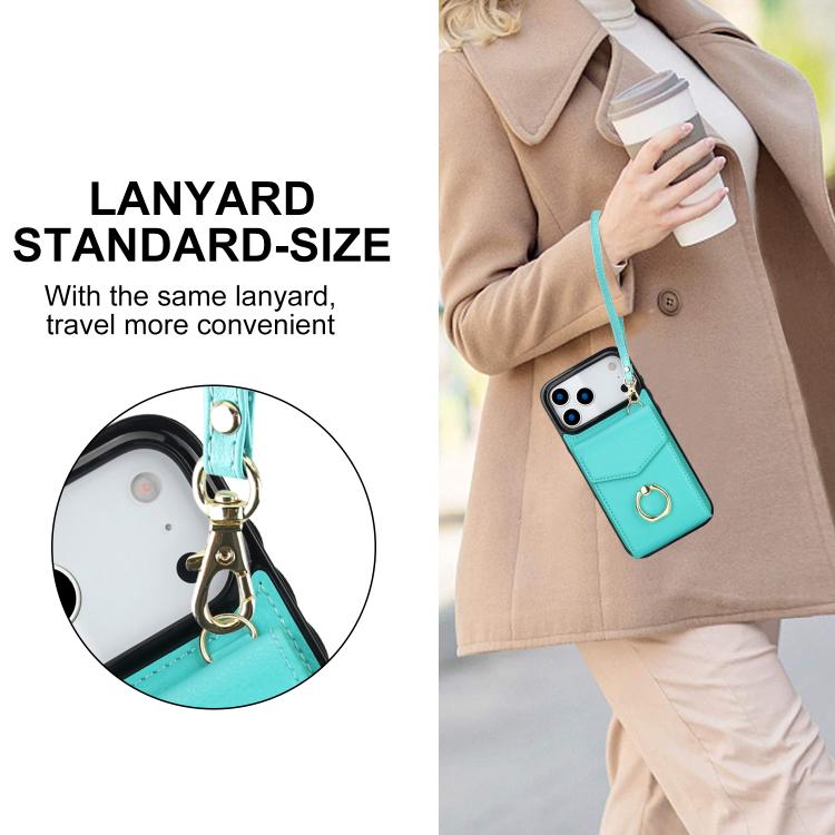 For iPhone 17 Pro Ring Holder RFID Card Slot Phone Case