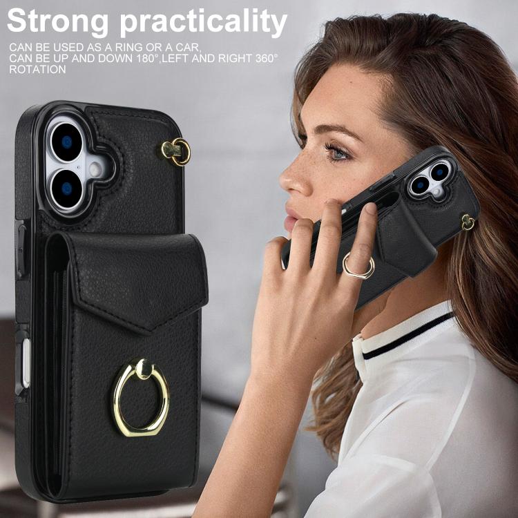 For iPhone 17 Ring Holder RFID Card Slot Phone Case