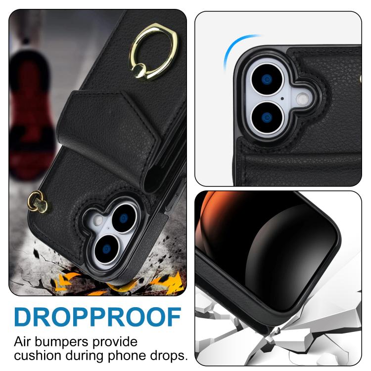 For iPhone 17 Ring Holder RFID Card Slot Phone Case