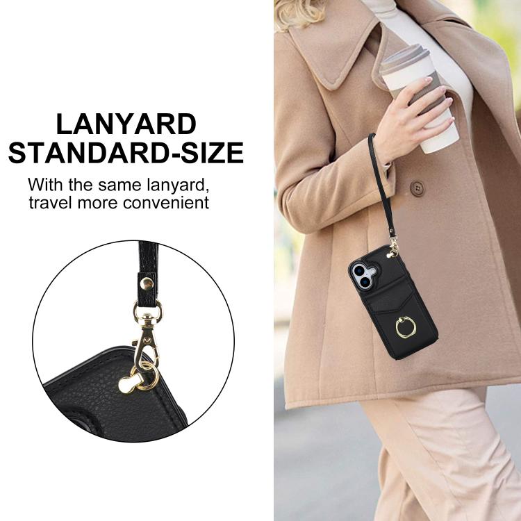 For iPhone 17 Ring Holder RFID Card Slot Phone Case