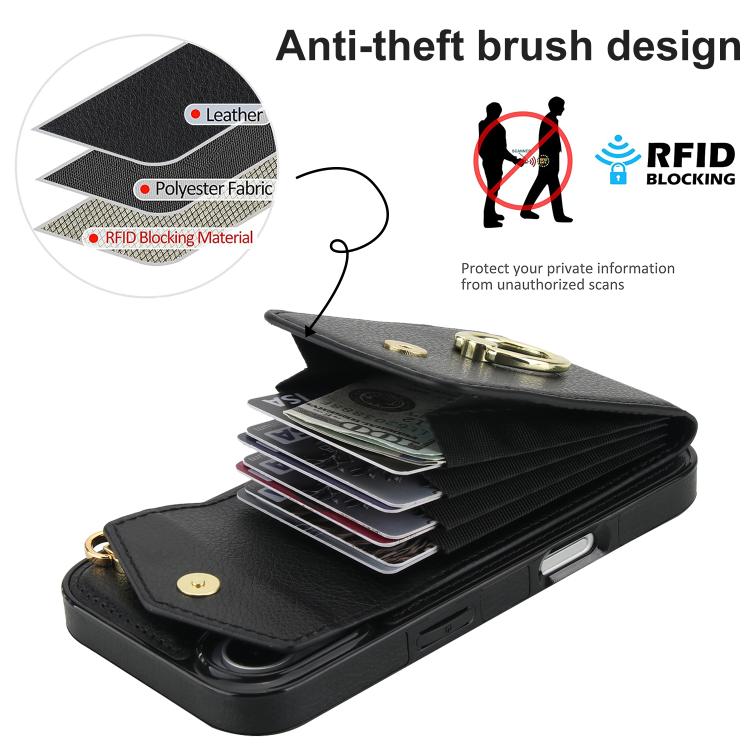 For iPhone 17 Ring Holder RFID Card Slot Phone Case