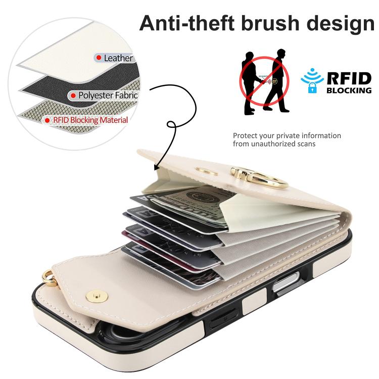 For iPhone 17 Ring Holder RFID Card Slot Phone Case