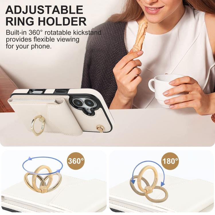For iPhone 17 Ring Holder RFID Card Slot Phone Case