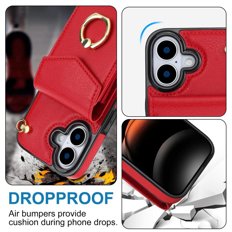 For iPhone 17 Ring Holder RFID Card Slot Phone Case