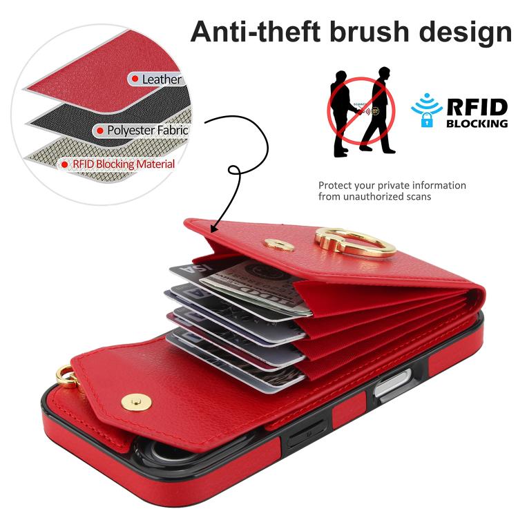 For iPhone 17 Ring Holder RFID Card Slot Phone Case