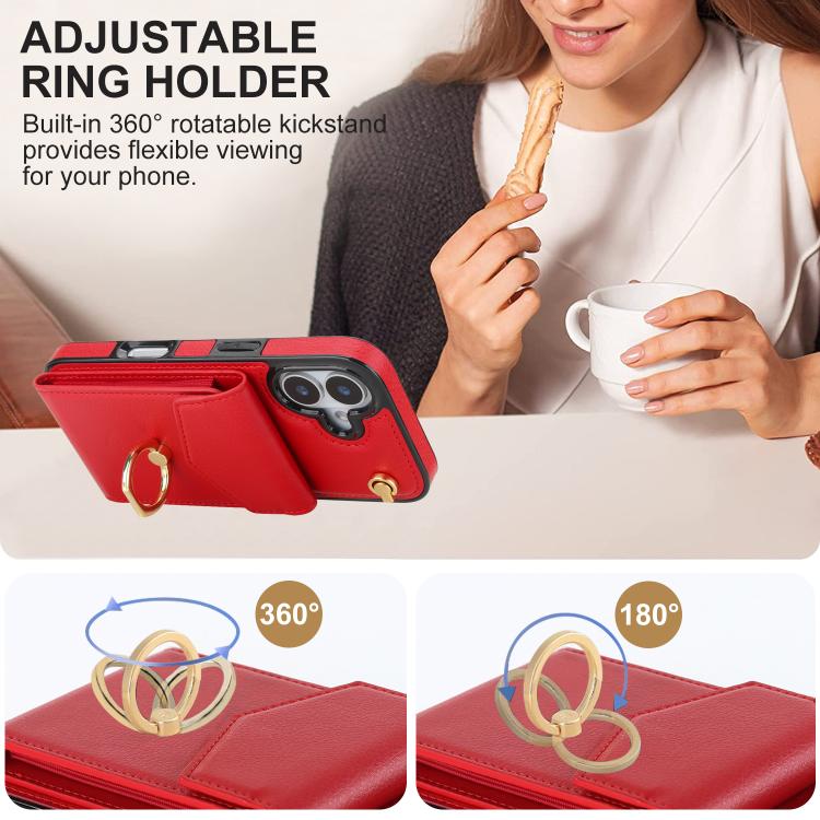 For iPhone 17 Ring Holder RFID Card Slot Phone Case
