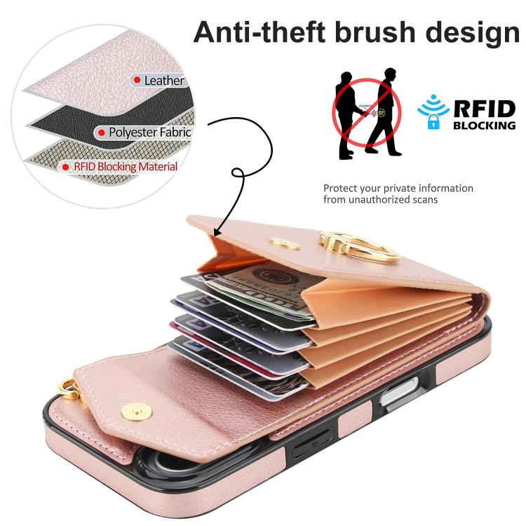 For iPhone 17 Ring Holder RFID Card Slot Phone Case