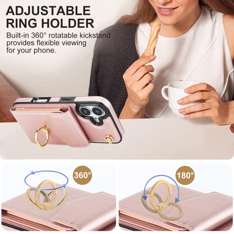 For iPhone 17 Ring Holder RFID Card Slot Phone Case